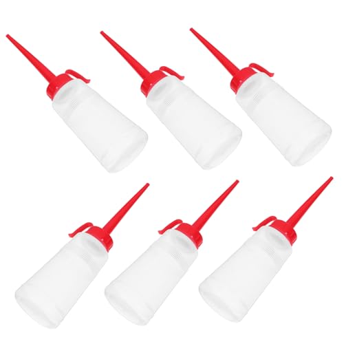 Uonlytech 6 Piezas Dispensador De Aceite Automotriz Dispensar Motor Automóvil Cuello Botella De Aceite Con Solapa Automática Botellas De Aceite De Aguja Rojo El Plastico