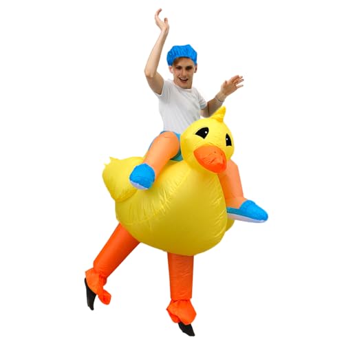 JASHKE Inflatable Costume Yellow Duck Costume Ride Costume for Adult
