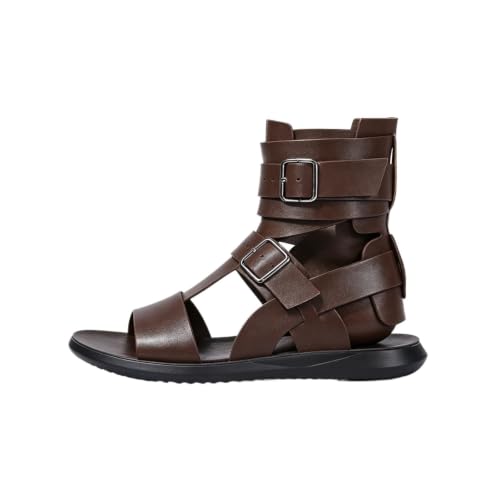 Sandalias gladiador hombre de PU con punta abierta y correa al tobillo ajustable