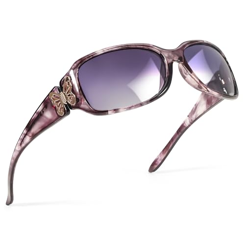 SIPHEW Women's Polarized Sunglasses - Wrap Around Stylish Rectangular Frame w UV Protection Sun Glasses for Women