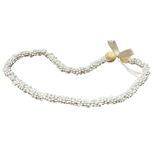 Hawaiian Lei Necklace of White Mongo Shells