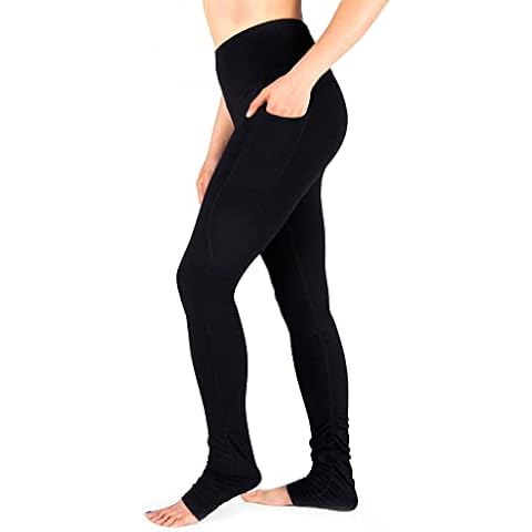 Yogipace Women's 34" High Waisted Goddess Extra Long Leggings Yoga Over The Heel Leggings - Black - Large Cover