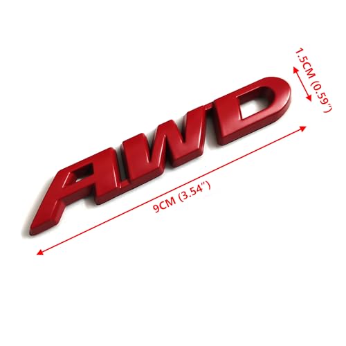 Image of PTDecals 1 Pcs Red Metal AWD Emblem Sticker Badge Decal for Auto Car Trunk Tailgate Side Fenders Decoration