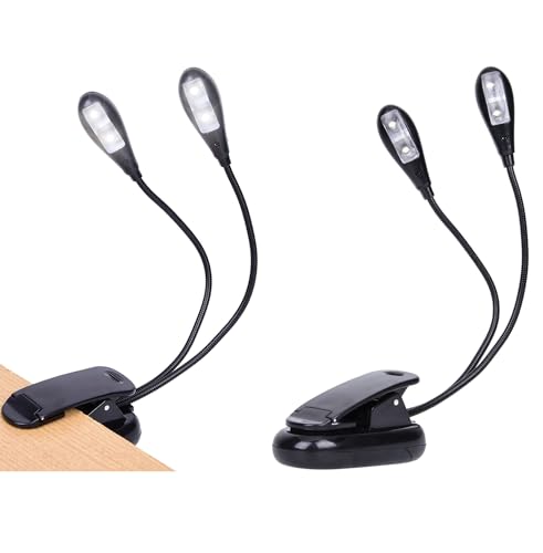 TEECOO 2 Pack Music Stand Light, Clip on Piano Light, USB and AAA Battery Operated, Eye Caring LED Book Lights, 2 Arm x 2 Brightness Levels, Ideal for Piano, Sheet Music, Orchestra, Guitar
