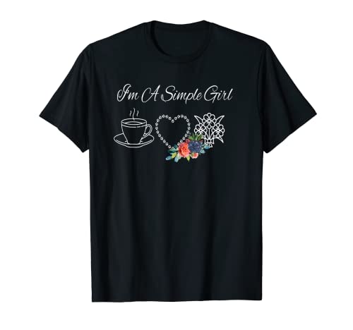 I'm A Simple Girl Café Gatos Floral Acuarela Camiseta