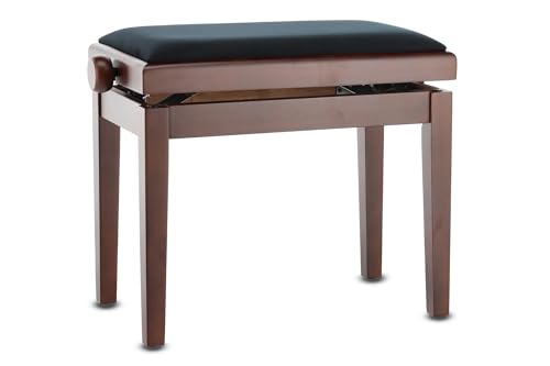 GEWA Pianobank Deluxe, Massivholz, höhenverstellbar, Nussbaum dunkel matt