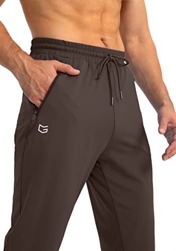 G Gradual Men's Sweatpants With Zipper Pockets Tapered Joggers For Men Athletic Pants For Workout, Jogging, Running (Brown, X-Large) #TOP3