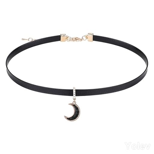 Yolev Collar Luna Gargantilla de Cuero Negro para Damas Collar Negro Gótica Collares con Colgantes de Luna Joyas para Dama Niñas de Halloween Choker Mujer | Ya disponible en tu tienda friki favorita! En mundofriki.es!