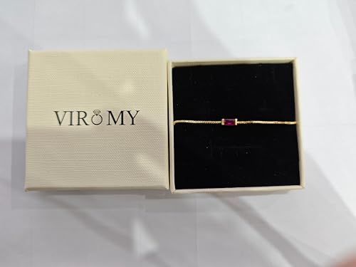 VIROMY July Birthstone Bracelets for Women,14k Gold Plated Box Link Birthstone Jewellery Gifts for Her Anniversary Friendship Jewellery - Image 7