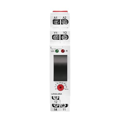 Relé de monitoreo de corriente CA CC GRI8-05B protector ajustable sobrecorriente 2A-20A 3