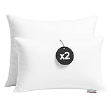 cuscini fiber - Cuscini Letto Matrimoniale 40x70cm, Guanciale Letto con Fodera PoliCotone, Cuscino Antiacaro Anallergico, Morbida Imbottitura in Fibra di Poliestere Made in Italy (2 Cuscini)