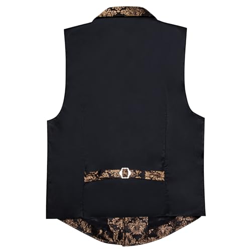 Barry.Wang Mens Victorian Vest Steampunk Gothic Paisley Tailored Collar Waistcoat Halloween Themed Party4
