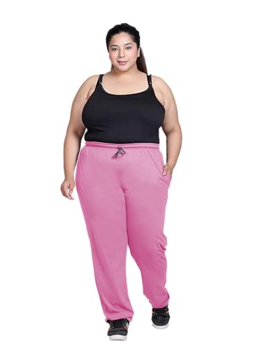 Image of Elite soul Womens Regular Fit Cotton Track Pants | Casual & Sports Trousers | Plus Size Bottoms for Lounge, Gym & Night Wear | Sizes XL, 2XL, 3XL, 4XL, 5XL