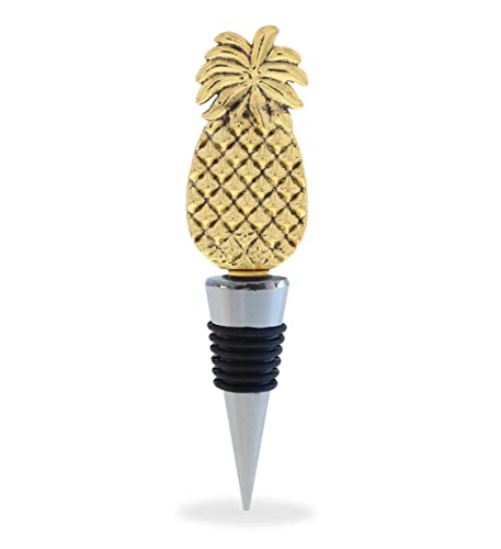Cheers Gold Pineapple Metal Wine Stopper - Elegant Vacuum Seal Reusable Gold Troical Fruit Wine Bottle Stopper, Airtight Leak Proof Bottle Topper Cork Plug, Home Decor & Bar Tool Accessory Unique Gift
