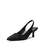 DREAM PAIRS Women’s Closed Toe Kitten Heels Pointed Toe Slingback Low Heels Dress Bridal Wedding Pumps Shoes,Size 8.5,Black-Suede,SDPU2334W-1