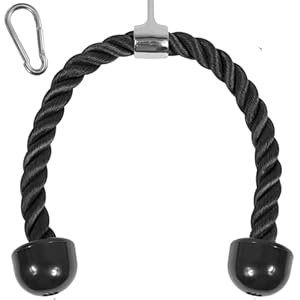 Yes4All Deluxe Tricep Rope Cable Attachment, 27 & 36 inch with 4 Colors, Exercise Machine Attachments Pulley System Gym Pull Down Rope with Carabiner