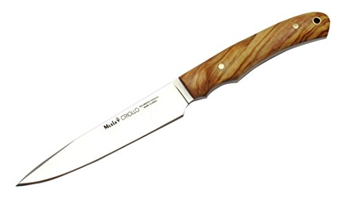 Muela CRIOLLO-14.OL Cuchillo de caza con mango de madera de olivo con funda de cuero