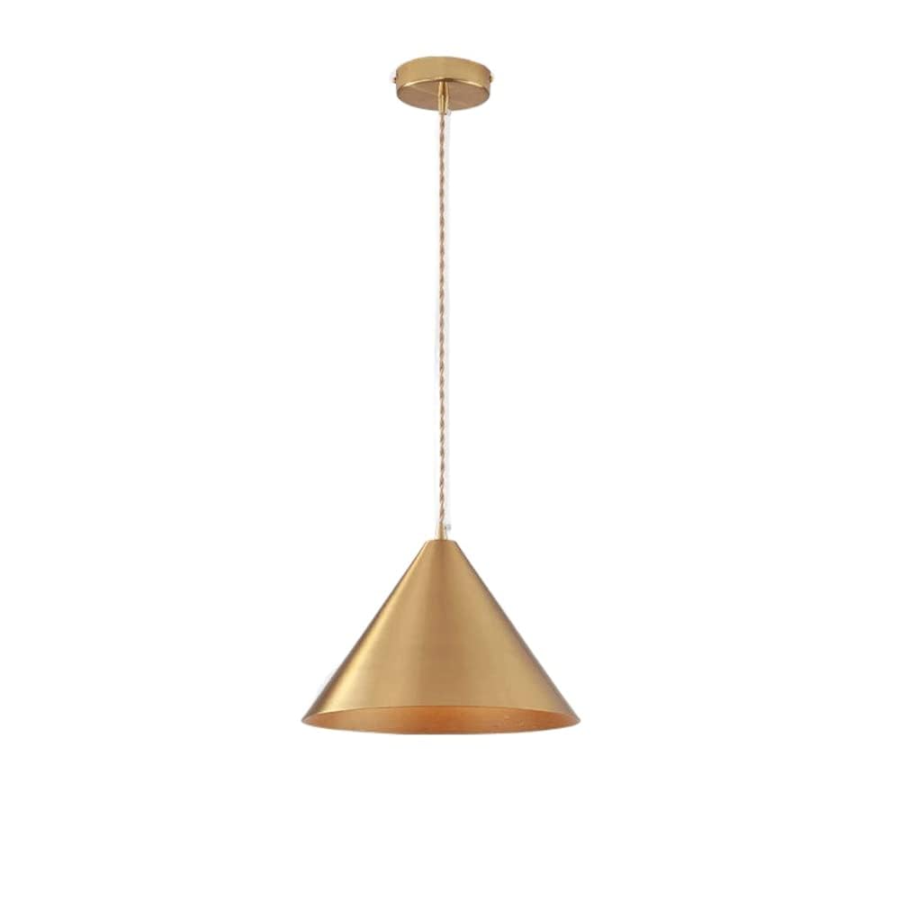 LANTANB Creative Conical Pendant Lamp, E27 Screw Gold Hanging Light, Modern Wrought Iron Lighting Fixtures, Decorative Ceiling Chandeliers for Restaurant Shops