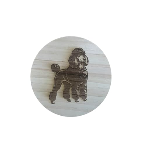 Ashton and Finch Poodle Coaster – Laser Engraved Wooden Round Drinks Coaster – Poodle Gift and Home Décor for Dog Lovers