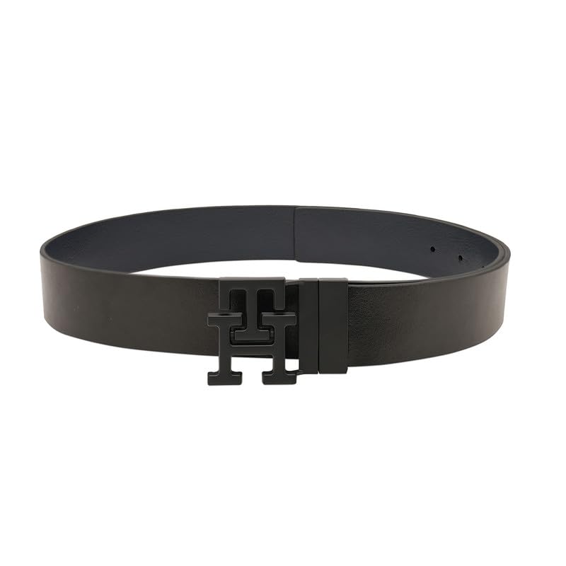 Image of Tommy Hilfiger Men's Pursat Reversible Leather Belt - Th Monogram Buckle - For Classic Styling & GentleMen's Gift | Ideal for Gifting
