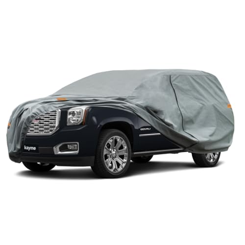 Kayme Heavy Duty SUV Car Cover Custom Fit GMC Yukon XL LWB Waterproof All Weather for Automobiles, Full Exterior Covers Sun Rain UV Protection.（Deli