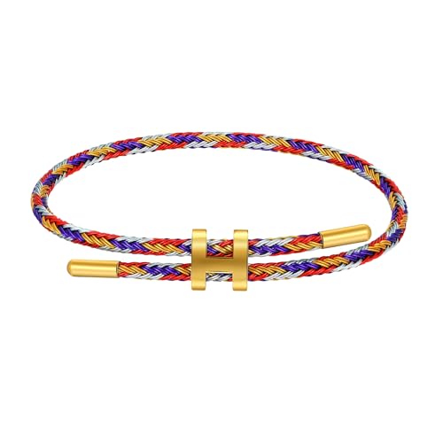 AIMADE Bracelets for Women Girls Adjustable Charm Bracelet, 18k Gold-plated Buckle Design Titanium Steel Wire Rope Women's Gift Jewelry (Multicolour-A)