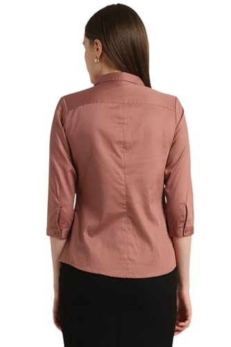 Image of Van Heusen Women Cotton Solid Regular Fit Shirt
