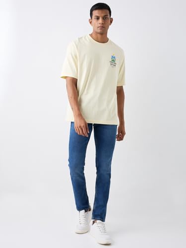 Image of Spykar Men's Oversized Round Neck Half Sleeve Solid Casual T-Shirt