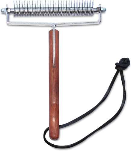 Mars Coat King Triple Wide Dematting Undercoat Grooming Rake Stripper Tool for Horses Stainless Steel with Wooden Handle Made in Germany 30 Blade Heavy Coat