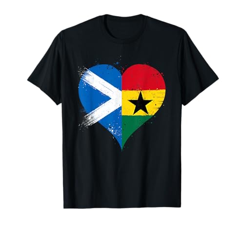 Half Scottish Half Ghanaian A Scotland Ghana Flag in Heart T-Shirt