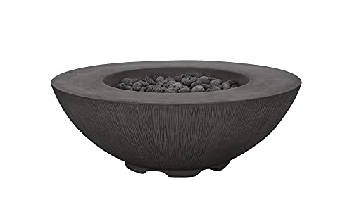 Pyromania Shangri-La Outdoor Concrete Fire Bowl, 41 Inches Round - Natural Gas Model In Charcoal Gray Color #TOP4