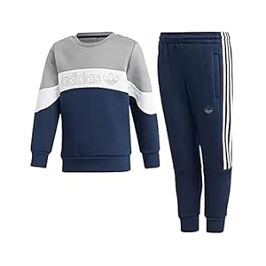 Adidas Children Sprt2.0 Crew Lk Boys Clothing Set Size M, Color: Grey/White/Navy