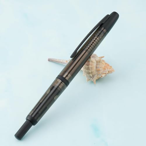 Image of Jinhao 20 Press Fountain Pen Retractable Fine Nib with Converter Capless fountain pen Resin pen Writing Gift Pen (transparent black)
