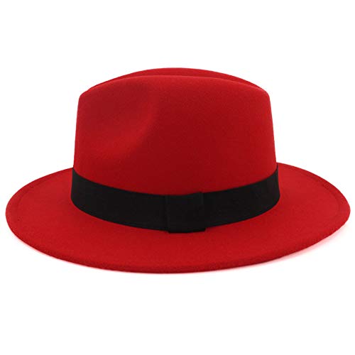 image for Eric Carl Trend Red Black Patchwork Wool Felt Jazz Fedora Hat Casual M