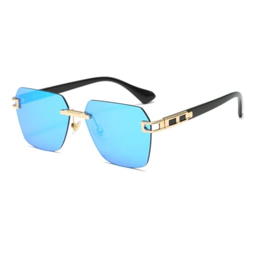 Lunettes de soleil sans monture en métal pour homme et femme style vintage