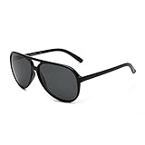 JIM HALO Polarized Aviator Sunglasses Men Women Oversize Plastic Driving Glasses (Black Frame / Polarized Grey Lens)