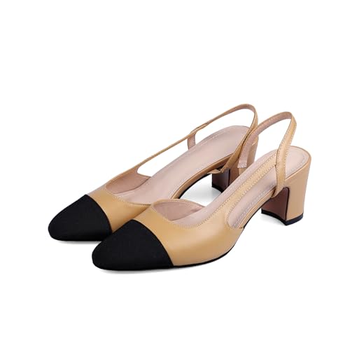 Women's Pointed Closed Cap Toe Pump Pull-On Chunky Slingback High Block Heel Classic Work Office Casual Dress Shoes Comfort Business Party Dating Shopping Daily Wear Pumps2