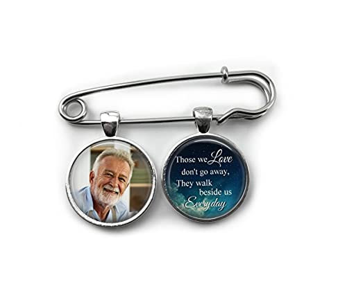 Customized 2 Charm Those We Love Don’t Go Away Personalized Photo Wedding Groom Memorial Lapel Pin, Gifts for Men