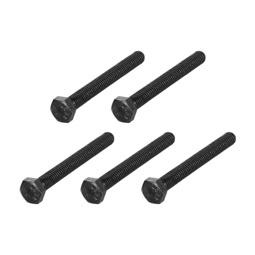 Image of METALLIXITY Hex Bolts (M8-1.25x60mm) 5Pcs, Carbon Steel Fully Threaded Black Oxide, Coarse Thread UNC Hex Head Screw Bolt - for Furniture Repair