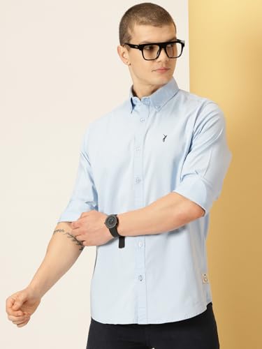 Image of Thomas Scott Men's Cricket Club Collection Classic Regular Fit Twill Shirt | 100% Cotton Long Sleeve Solid Shirt with Button Down Collar (Available in Plus Size)