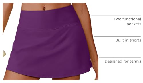 Image of PINSPARK Womens Tennis Skirt High Waisted Golf Skort with 2 Pockets Stretchy Athletic Skirts for Workout Pickleball Running