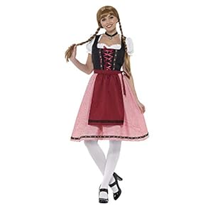 Smiffys Beierse Taverne Maid Kostuum, Rood, Zwart, S – UK Maat 08-10