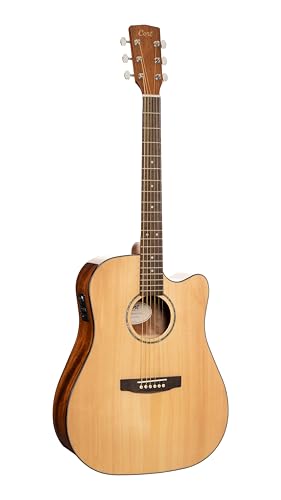 Cort EARTH60CENAT Earth 60 Dreadnought Guitarra eléctrica acústica de parte superior sólida, brillo...
