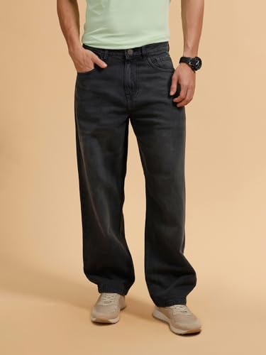 Image of WROGN Men's 100% Cotton Mid-Rise Jeans | Loose Fit