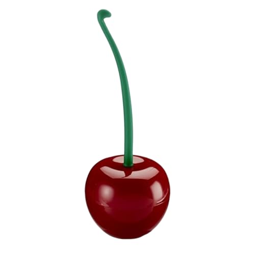 Cepillo para el inodoro de cereza - cepillo para el inodoro de cereza | Los baños de mango largo Cherryy Burshh | CHERRY Forma Hideaway Compact Lavaty Broche | Cepillo para el baño con tazón y mango l