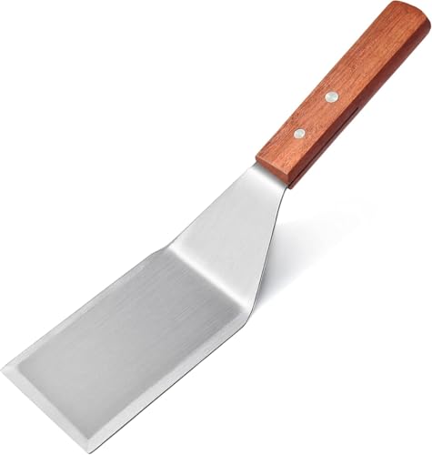 New Star Foodservice 36299 Wood Handle Heavy Duty Hamburger Turner/Spatula with Cutting Edge, 11.5