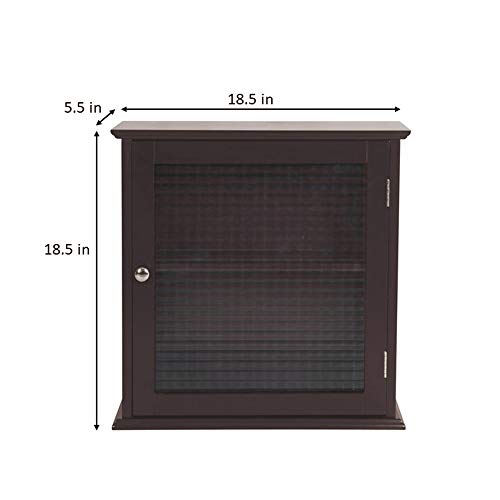 Elegant Home Fashions Chesterfield Wall Mounted Medicine Cabinet Bathroom Home Storage Space Saver with 1 Glass Door and 1 Adjustable Shelf, Espresso, One Size - Thumbnail 2