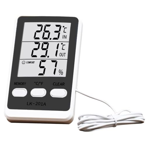 Indicador de temperatura de frigorífico, termómetro para exteriores, higrómetro para exteriores, pantalla LCD, medidor de humedad para uso en frigoríficos, utensilios de cocina, almacenes de alimentos