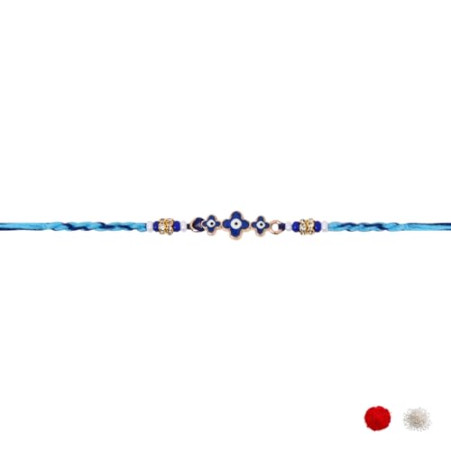Image of I Jewels Evil Eye Rakhi With Roli Chawal & Rakshabandhan Card For Bhaiya /Brother /Bro /Men