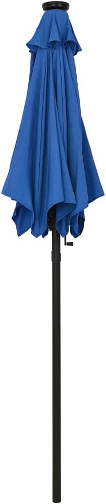 vidaXL Outdoor Umbrella with LED Lights - Tiltable Azure Blue Parasol - 78.7"x83.1" - Aluminum - UV Protective and Anti-fade - Powder Coating and Crank System